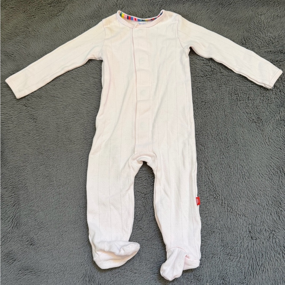 Pink Organic Cotton Magnetic Me Footie